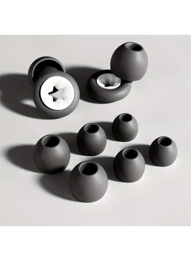 2 Sets Black And White Soft Silicone Ear Plugs For Sleep Work And Swim With 8 Pairs Reusable Tips - Image 3